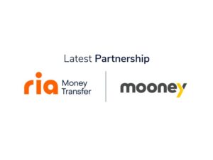 An image with the Ria Money Transfer logo and the Mooney logo side-by-side