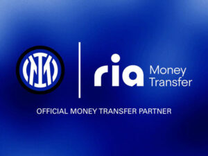 Graphic with logos of Ria Money Transfer and FC Internazionale Milano