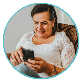 An image of a woman making a transaction with a digital wallet