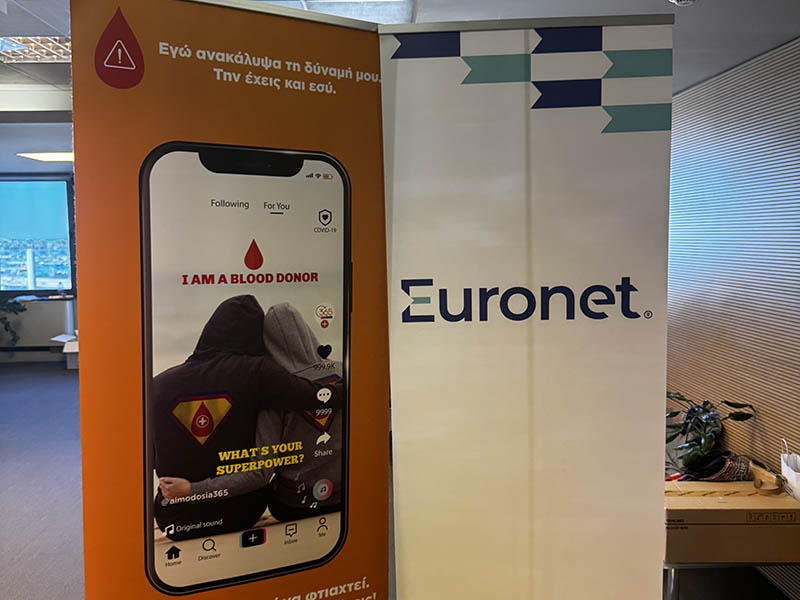 A photo of Euronet employees in Greece during their 2025 blood drive
