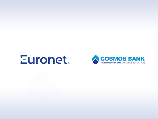 An image with the Euronet and the Cosmos Bank logos