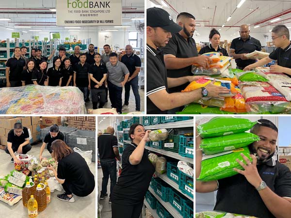 Euronet employees in Singapore help organize food donations the The Food Bank Singapore as part of Euronet's 2023 Days of Caring.