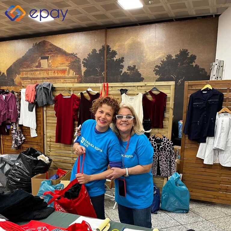 Employees of Euronet Greece serve at a Christmas Bazaar in 2023.