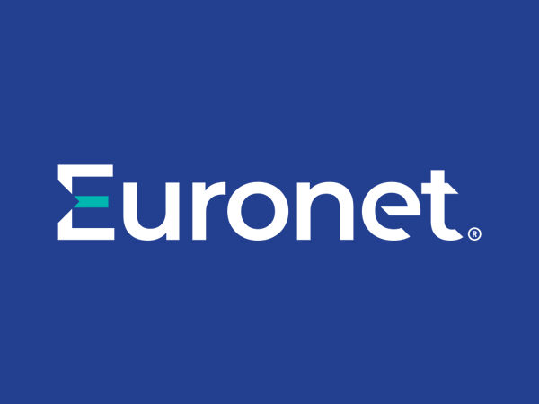 Euronet logo on blue background