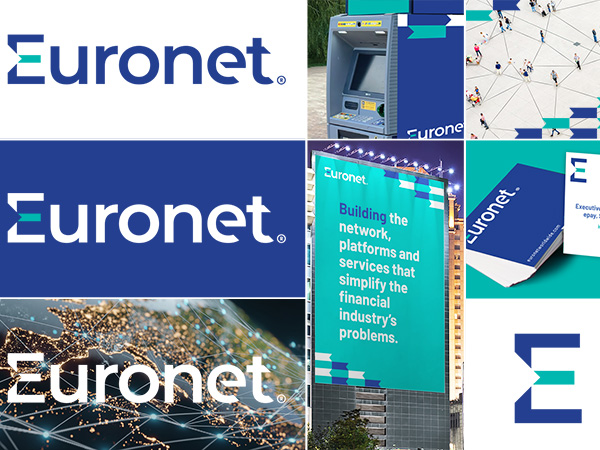 Examples of how the new Euronet brand elements can be used.