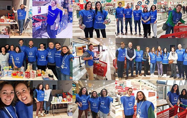 Photo of Euronet employees at a food drive in Spain